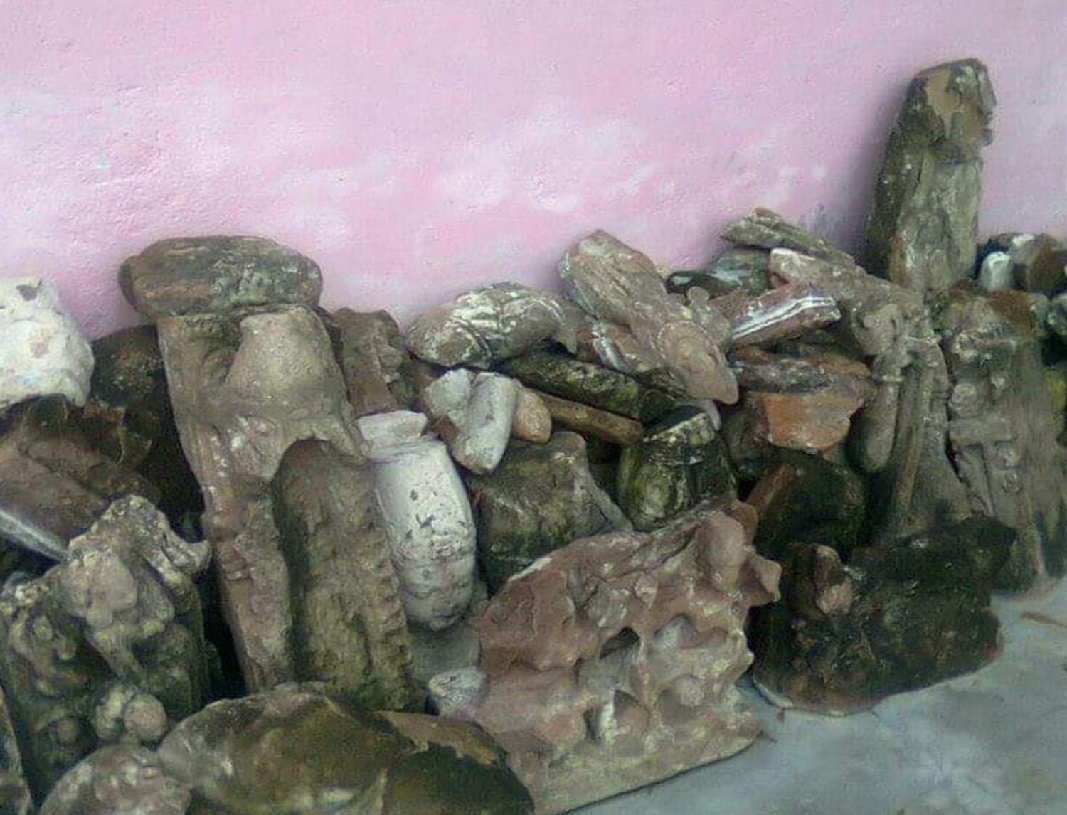 Temple with fragmented Hindu sculptures