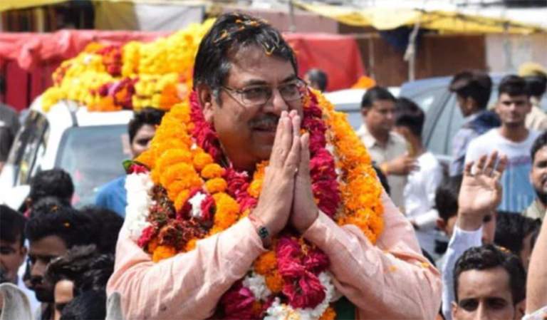 Satish Poonia BJP Rajasthan with journalists in Jaipur