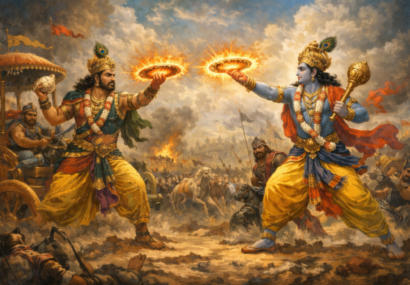 Battle between Paundraka and Lord Krishna