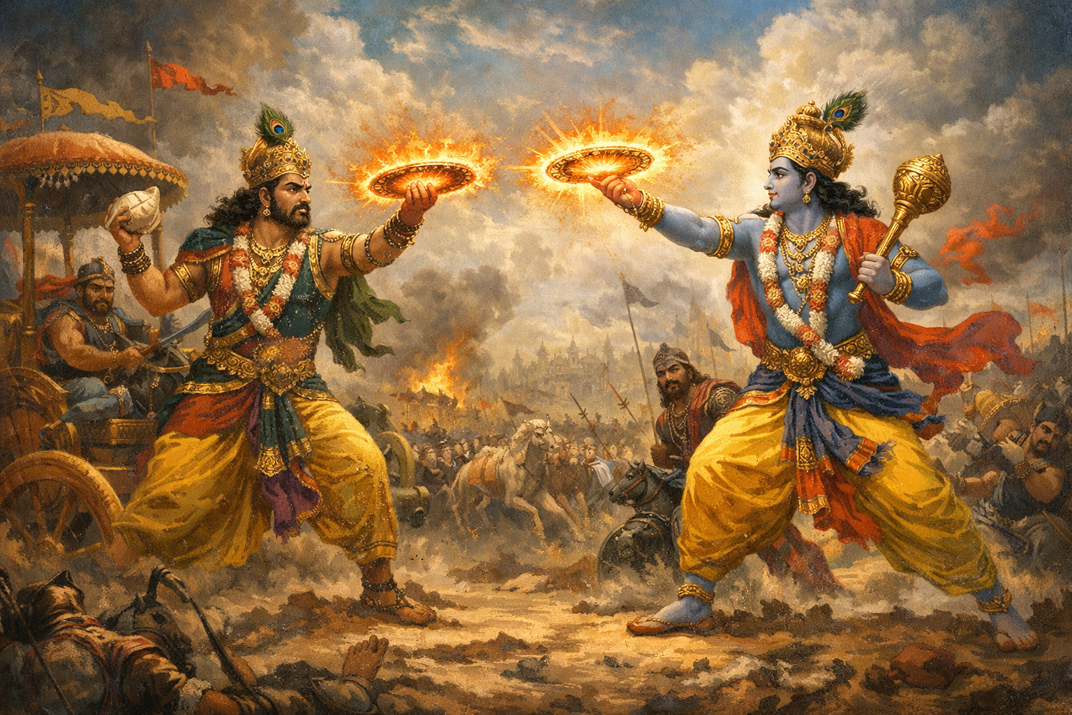 Battle between Paundraka and Lord Krishna