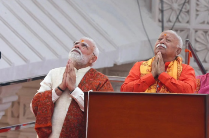 Mohan Bhagwat & Narendra Modi in Ayodhaya Mandir